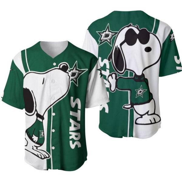 Dallas Stars Snoopy Lover Printed Baseball Jersey BJ2191