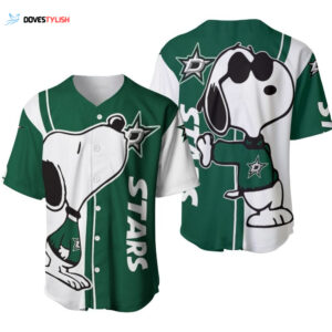 Dallas Stars Snoopy Lover Printed Baseball Jersey BJ2191