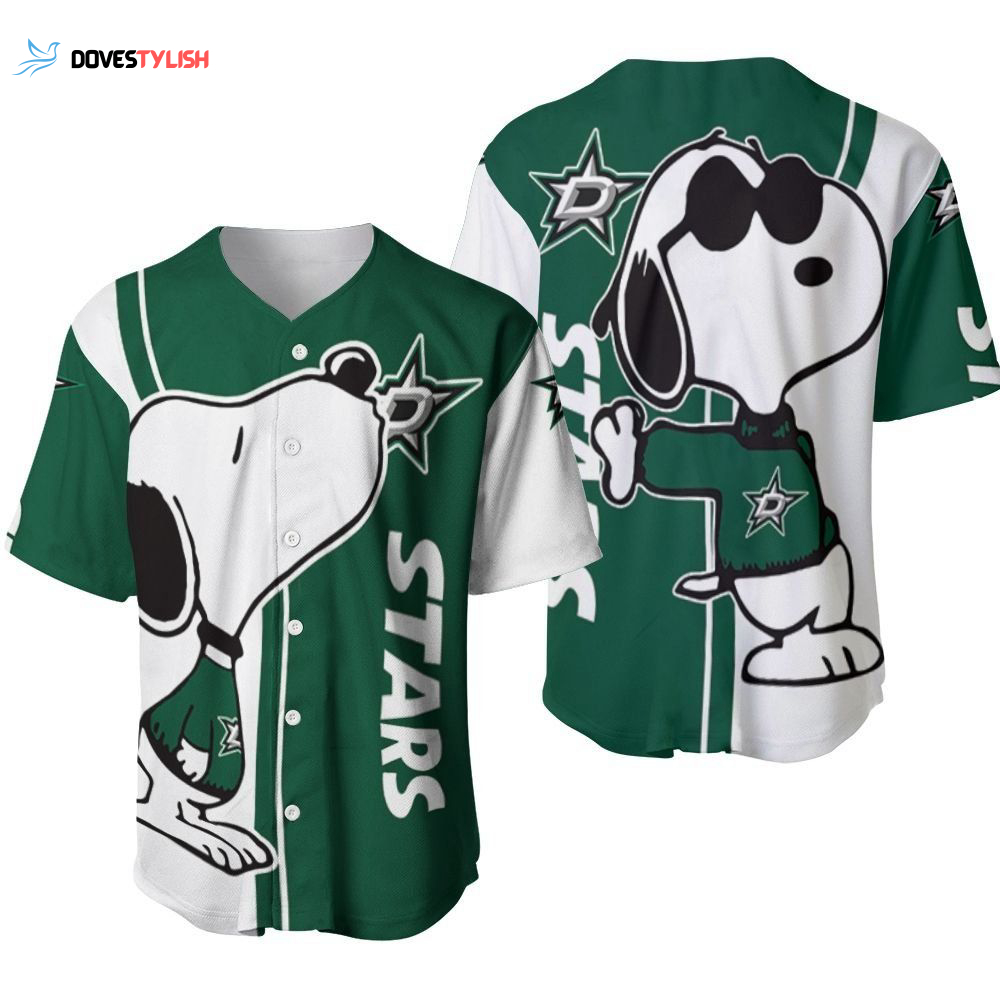 Dallas Stars Snoopy Lover Printed Baseball Jersey BJ2191 Dallas Stars Snoopy Lover Printed Baseball Jersey BJ2191