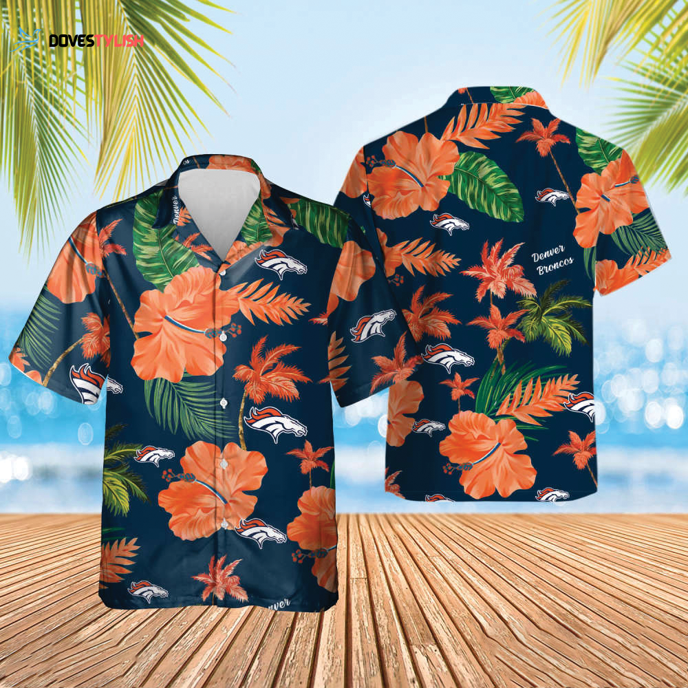 Denver Broncos Nfl Color Hibiscus Button Up Hawaiian Shirt Denver Broncos Nfl Color Hibiscus Button Up Hawaiian Shirt
