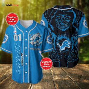 Custom Detroit Lions Baseball Jersey with Personalized Name & Number