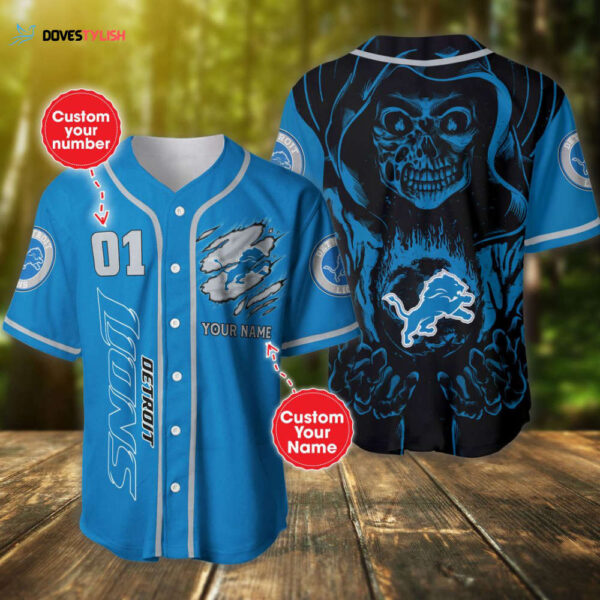 Custom Detroit Lions Baseball Jersey with Personalized Name & Number
