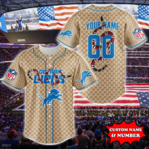 Detroit Lions Gucci NFL Custom Baseball Jersey for Fans – BJ2205
