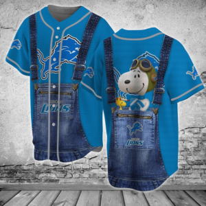 Official Detroit Lions NFL Snoopy Baseball Jersey Shirt for Men and Women