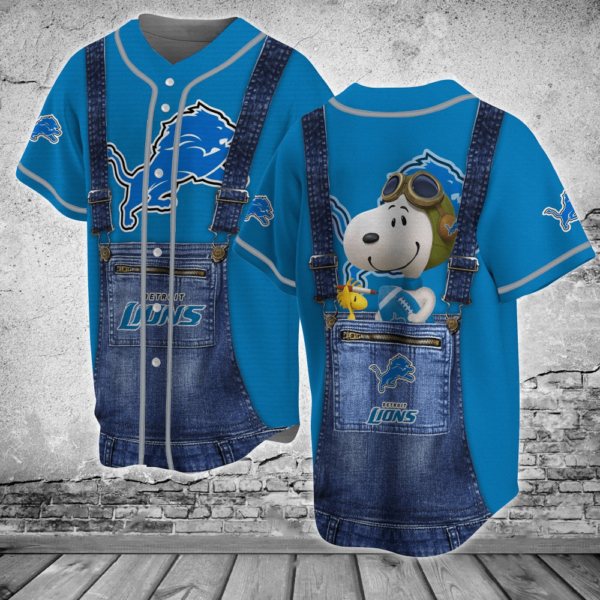 Official Detroit Lions NFL Snoopy Baseball Jersey Shirt for Men and Women