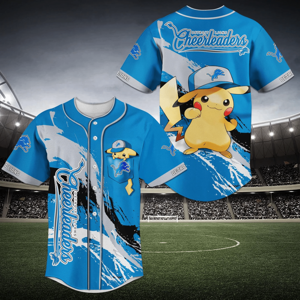 Detroit Lions NFL Pikachu Baseball Jersey Shirt For Men Women Detroit Lions NFL Pikachu Baseball Jersey Shirt For Men Women