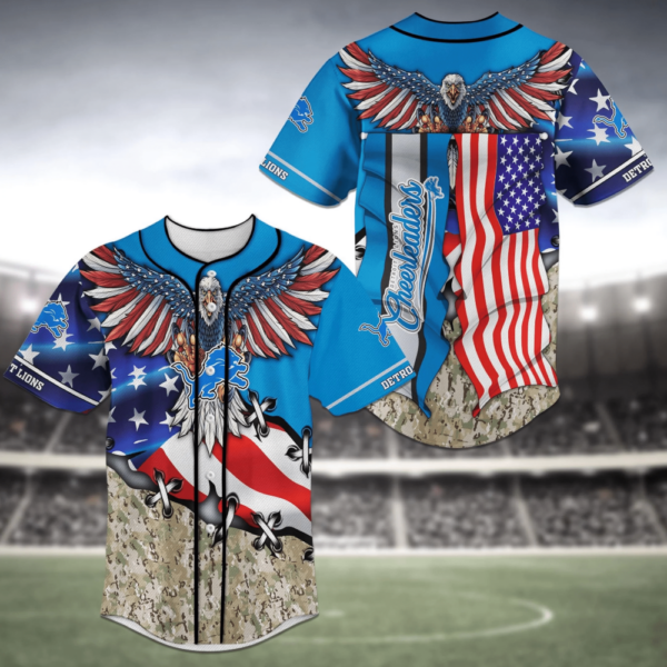 Detroit Lions NFL US Flag Eagle Baseball Jersey Shirt – Perfect for Men & Women