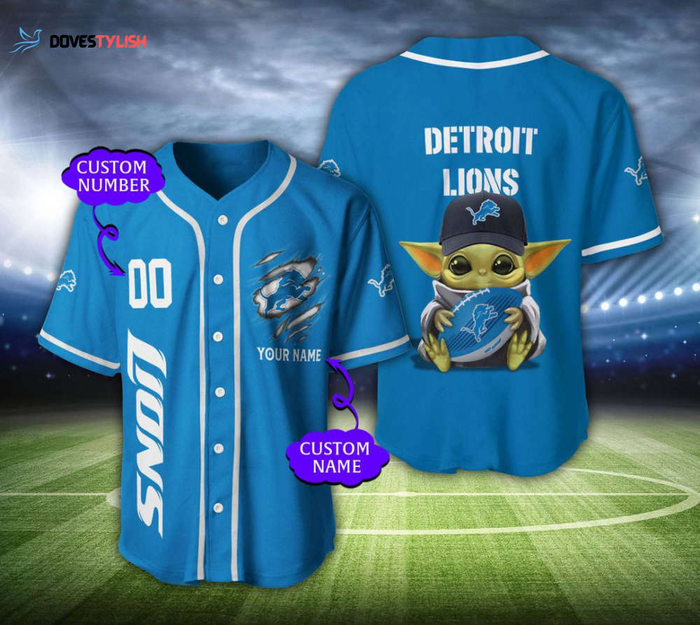 Custom Detroit Lions Baseball Jersey Personalized NFL Gear Custom Detroit Lions Baseball Jersey Personalized NFL Gear