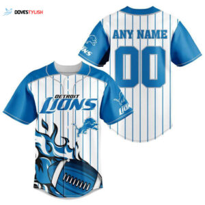 Custom Detroit Lions Baseball Jersey - Personalized NFL Gear