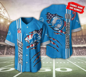 Custom Detroit Lions Baseball Jersey – Personalized Team Apparel