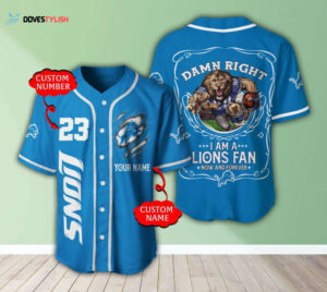Customized Detroit Lions Baseball Jersey Show Your Team Pride