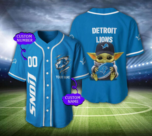 Custom Detroit Lions Baseball Jersey Personalized NFL Gear