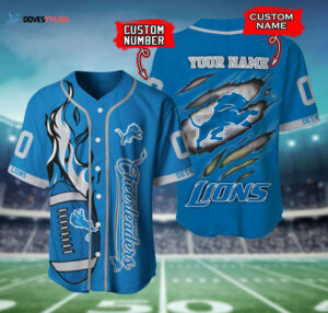 Custom Detroit Lions Baseball Jersey Personalized Authentic & Stylish