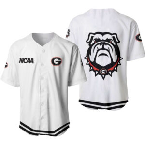 Georgia Bulldogs Classic White Baseball Jersey with Mascot Gift Must-Have for Bulldogs Fans