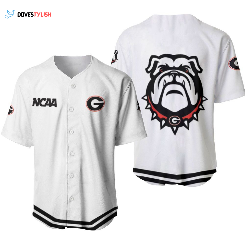 Georgia Bulldogs Classic White Baseball Jersey with Mascot Gift Must-Have for Bulldogs Fans Georgia Bulldogs Classic White Baseball Jersey with Mascot Gift Must-Have for Bulldogs Fans