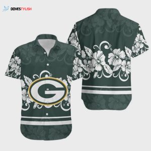 Green Bay Packers Hibiscus Flowers Logo Hawaiian Shirt