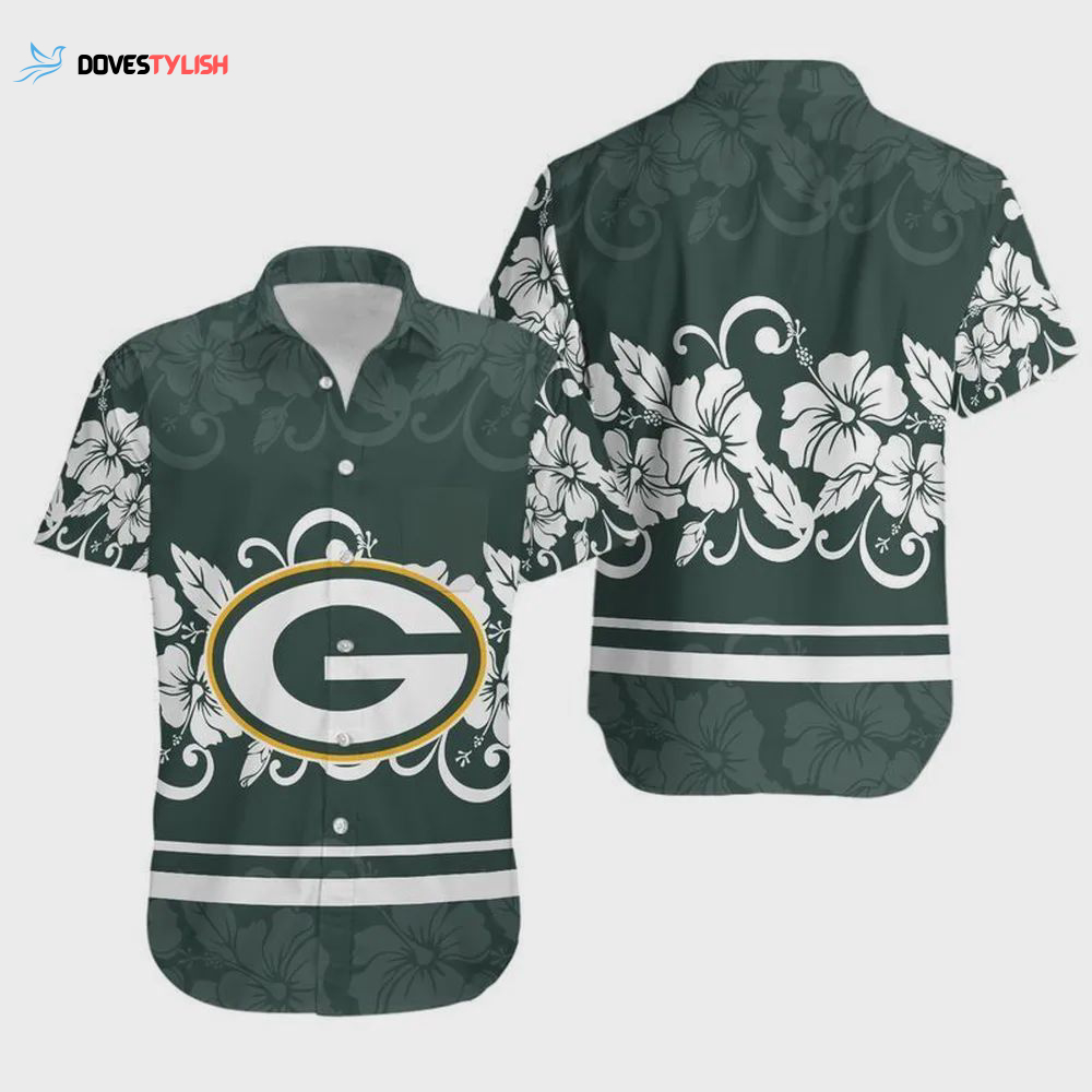 Green Bay Packers Hibiscus Flowers Logo Hawaiian Shirt Green Bay Packers Hibiscus Flowers Logo Hawaiian Shirt