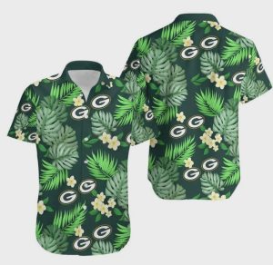 Green Bay Packers Logo And Leaves Hawaiian Shirt Unisex Gift Tee 2024
