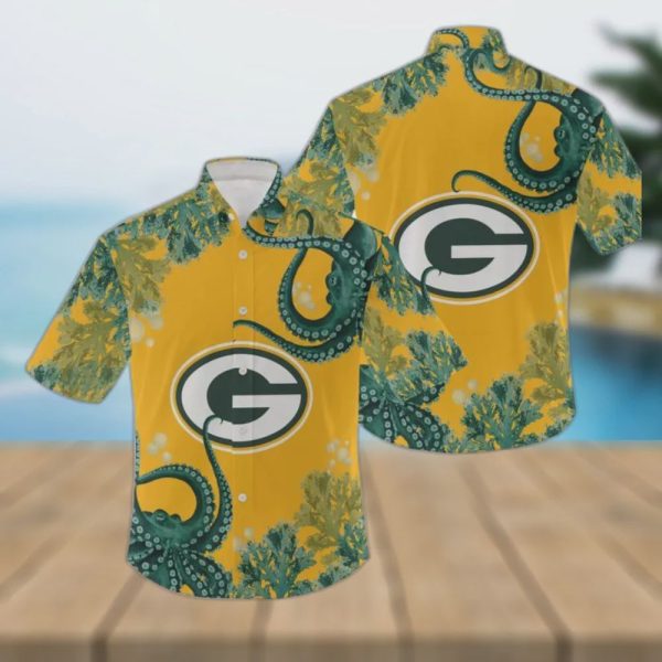 Green Bay Packers NFL Graphic Pattern Hawaiian Shirt