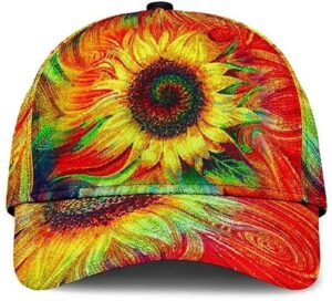 Hippie Sunflower Colorful Beautiful 3D Printed Unisex Hat Classic Cap
