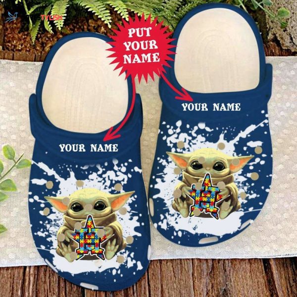 Houston Astros Personalisation Baby Yoda Autism Rubber Clogs Shoes Clogs Unisex Footwear