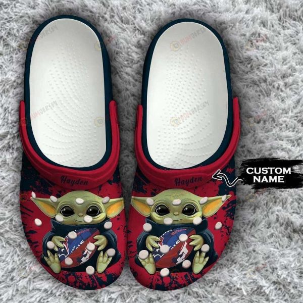 Houston Texans Baby Yoda Custom Name Clogs Classic Clogs Shoes