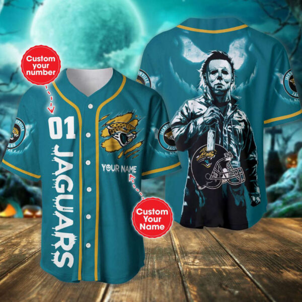 Jacksonville Jaguars Halloween Personalized Baseball Jersey