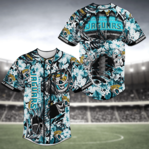 Stylish Jacksonville Jaguars NFL Baseball Jersey with Flower Skeleton Design for Men & Women