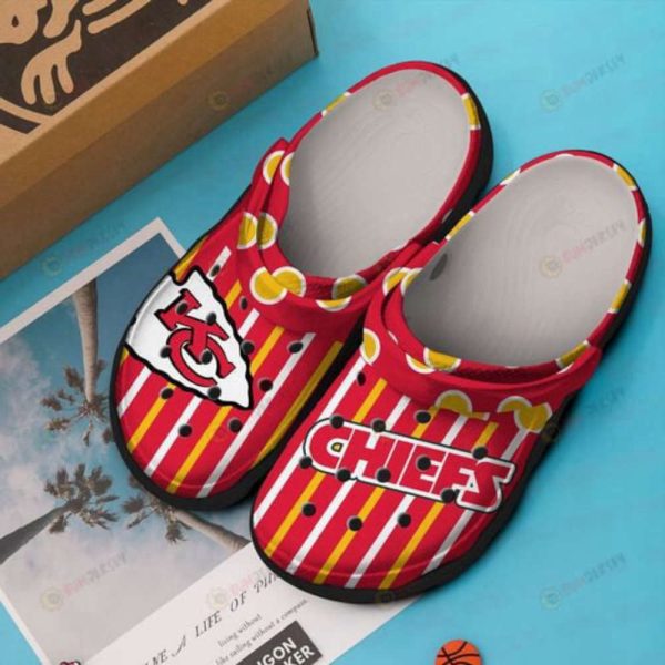 Kansas City Chiefs Logo Pattern Clogs Classic Clogs Shoes In Red & Yellow
