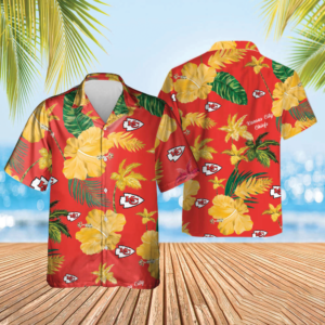 Kansas City Chiefs Nfl Color Hibiscus Button Up Hawaiian Shirt