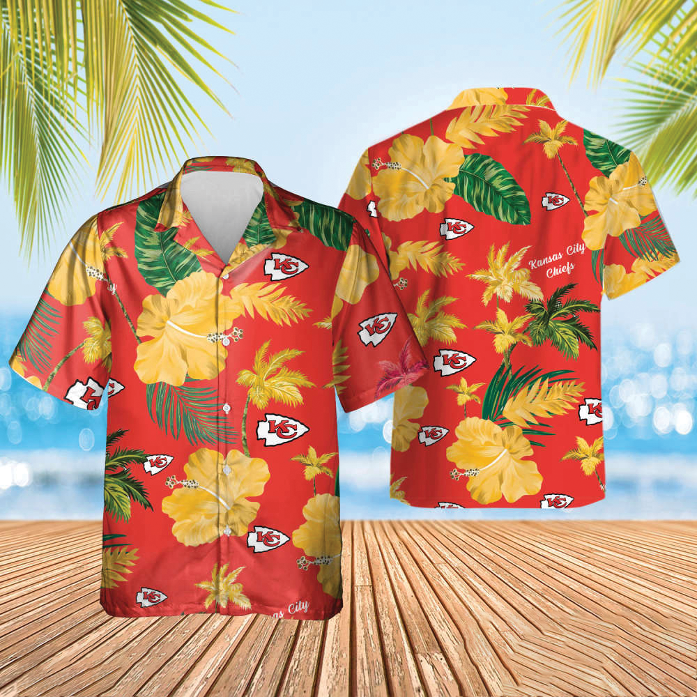 Kansas City Chiefs Nfl Color Hibiscus Button Up Hawaiian Shirt Kansas City Chiefs Nfl Color Hibiscus Button Up Hawaiian Shirt