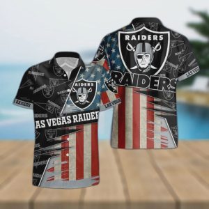 Las Vegas Raiders American Flag Logo Hawaiian Shirt Gift for Men Women Fans