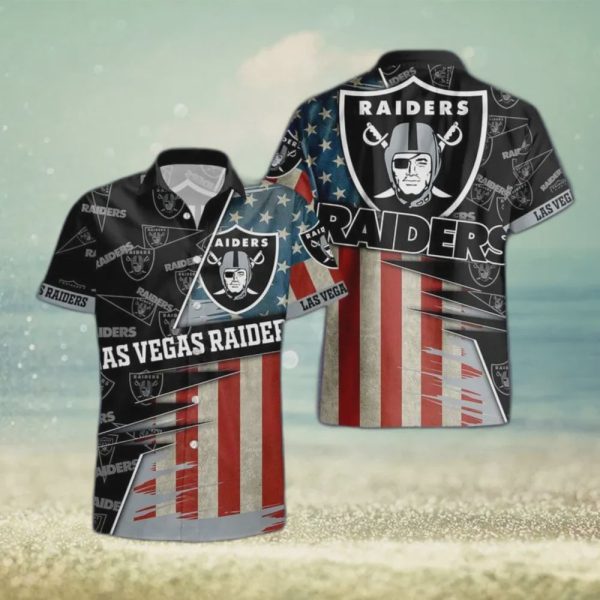 Las Vegas Raiders American Flag Logo Hawaiian Shirt Gift for Men Women Fans