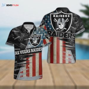 Las Vegas Raiders American Flag Logo Hawaiian Shirt Gift for Men Women Fans