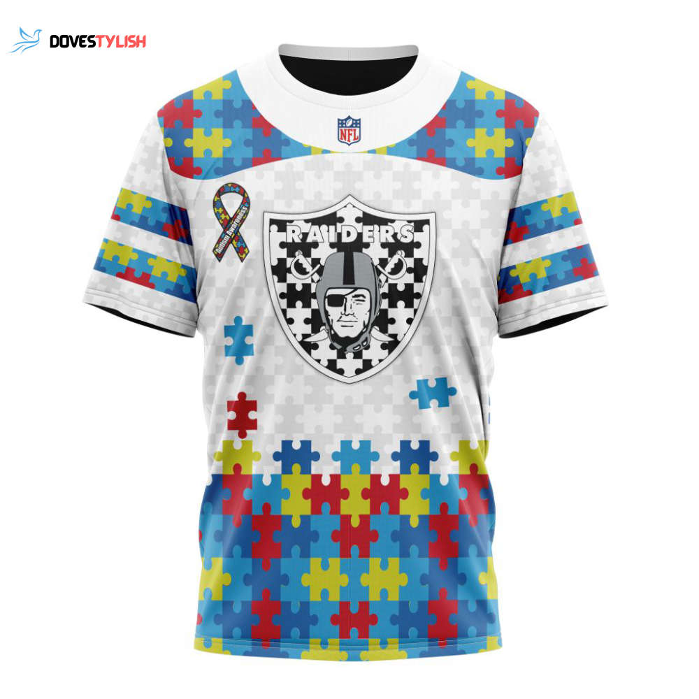 Las Vegas Raiders Autism Awareness Unisex T-Shirt For Fans Gifts 2025 Las Vegas Raiders Autism Awareness Unisex T-Shirt For Fans Gifts 2025
