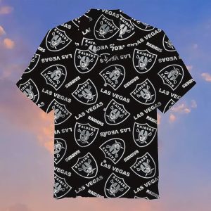 Las Vegas Raiders Black Full Logo 3d Hawaiian Shirt Gift for Men Women Fans