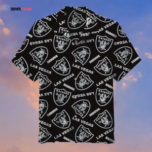 Las Vegas Raiders Black Full Logo 3d Hawaiian Shirt Gift for Men Women Fans