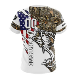 Las Vegas Raiders Fishing With Flag Of The United States Unisex T-Shirt For Fans Gifts 2025