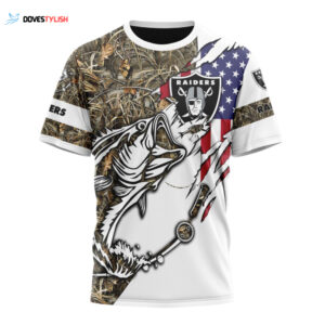 Las Vegas Raiders Fishing With Flag Of The United States Unisex T-Shirt For Fans Gifts 2025