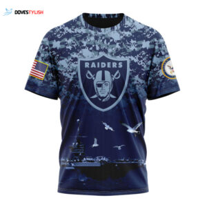 Las Vegas Raiders Honor US Navy Veterans Unisex T-Shirt For Fans Gifts 2025