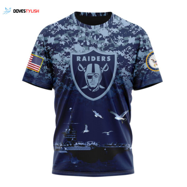 Las Vegas Raiders Honor US Navy Veterans Unisex T-Shirt For Fans Gifts 2025