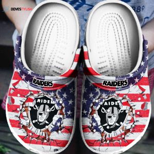 Las Vegas Raiders NFL broken brick American flag team for gift fan Clogs Crocband Clogs Comfy Footwe