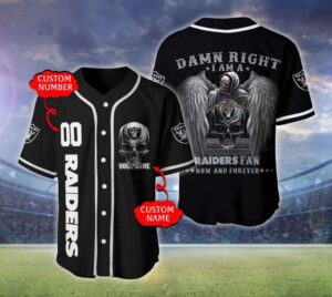 Las Vegas Raiders Personalized Baseball Jersey