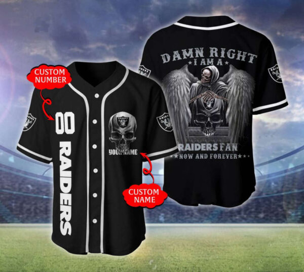 Las Vegas Raiders Personalized Baseball Jersey
