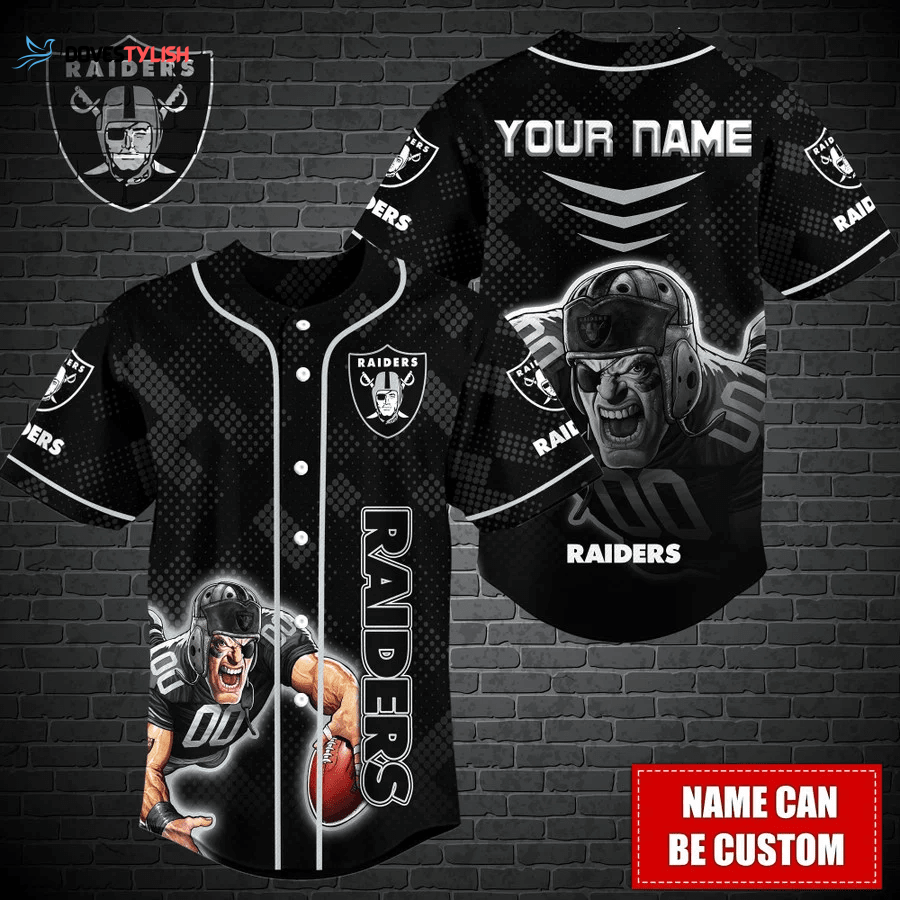 Las Vegas Raiders Personalized Baseball Jersey Gift for Men Dad Las Vegas Raiders Personalized Baseball Jersey Gift for Men Dad