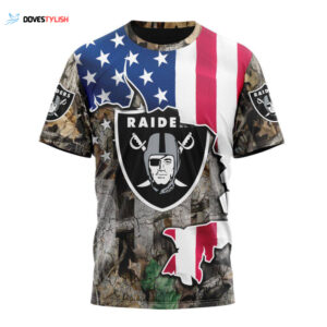 Las Vegas Raiders USA Flag Camo Realtree Hunting Unisex T-Shirt For Fans Gifts 2025