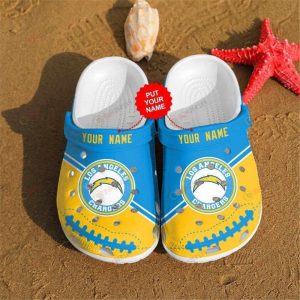 Los Angeles Chargers Custom Name Clogs Classic Clogs Shoes In Blue & Yellow