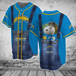 Los Angeles Chargers NFL Baseball Jersey Shirt Snoopy  For Men Women