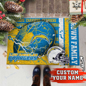 Los Angeles Chargers Personalized Doormat Home Decor 2025