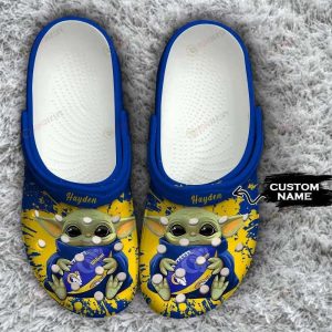 Los Angeles Rams Baby Yoda Custom Name Clogs Classic Clogs Shoes